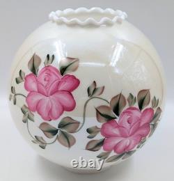 NOS! Vintage 10 Opal Bone Open Ball Glass Shade Hand Painted GWTW 4 Fitter