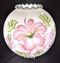 NOS! Vintage 10 Open Ball Glass Lamp Shade Hand Painted Floral GWTW 4 Fitter