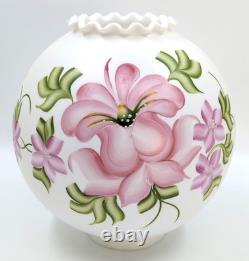 NOS! Vintage 10 Open Ball Glass Lamp Shade Hand Painted Floral GWTW 4 Fitter