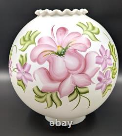 NOS! Vintage 10 Open Ball Glass Lamp Shade Hand Painted Floral GWTW 4 Fitter