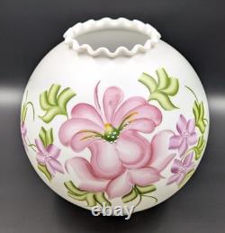 NOS! Vintage 10 Open Ball Glass Lamp Shade Hand Painted Floral GWTW 4 Fitter