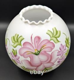 NOS! Vintage 10 Open Ball Glass Lamp Shade Hand Painted Floral GWTW 4 Fitter