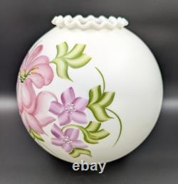 NOS! Vintage 10 Open Ball Glass Lamp Shade Hand Painted Floral GWTW 4 Fitter