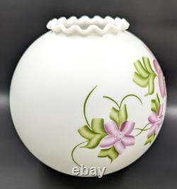 NOS! Vintage 10 Open Ball Glass Lamp Shade Hand Painted Floral GWTW 4 Fitter