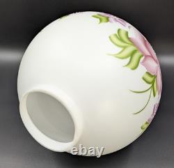 NOS! Vintage 10 Open Ball Glass Lamp Shade Hand Painted Floral GWTW 4 Fitter