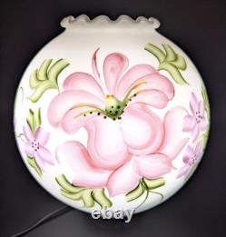 NOS! Vintage 10 Open Ball Glass Lamp Shade Hand Painted Floral GWTW 4 Fitter