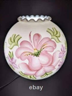 NOS! Vintage 10 Open Ball Glass Lamp Shade Hand Painted Floral GWTW 4 Fitter