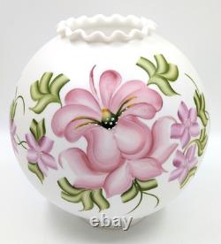 NOS! Vintage 10 Open Ball Glass Lamp Shade Hand Painted Floral GWTW 4 Fitter