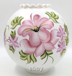 NOS! Vintage 10 Open Ball Glass Lamp Shade Hand Painted Floral GWTW 4 Fitter