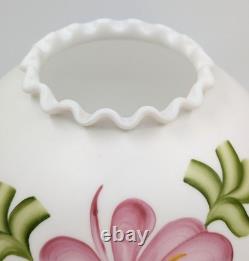 NOS! Vintage 10 Open Ball Glass Lamp Shade Hand Painted Floral GWTW 4 Fitter