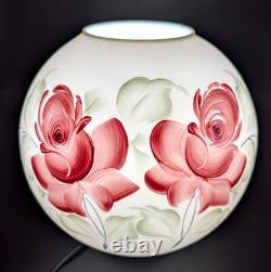NOS! Vintage 10 Open Ball Glass Lamp Shade Hand Painted Roses GWTW 4 Fitter