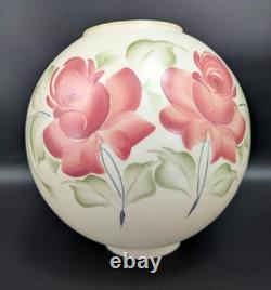 NOS! Vintage 10 Open Ball Glass Lamp Shade Hand Painted Roses GWTW 4 Fitter