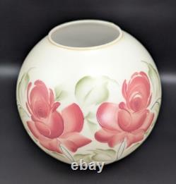 NOS! Vintage 10 Open Ball Glass Lamp Shade Hand Painted Roses GWTW 4 Fitter
