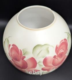 NOS! Vintage 10 Open Ball Glass Lamp Shade Hand Painted Roses GWTW 4 Fitter