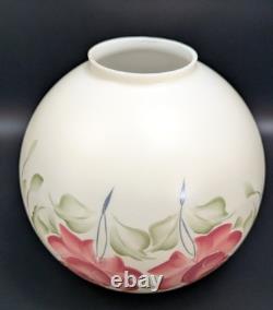 NOS! Vintage 10 Open Ball Glass Lamp Shade Hand Painted Roses GWTW 4 Fitter