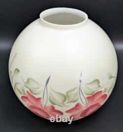 NOS! Vintage 10 Open Ball Glass Lamp Shade Hand Painted Roses GWTW 4 Fitter