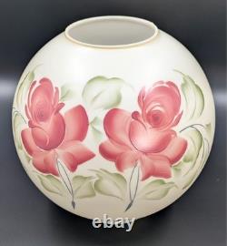 NOS! Vintage 10 Open Ball Glass Lamp Shade Hand Painted Roses GWTW 4 Fitter