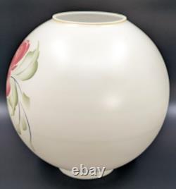 NOS! Vintage 10 Open Ball Glass Lamp Shade Hand Painted Roses GWTW 4 Fitter