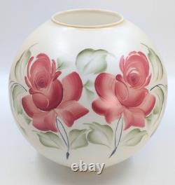 NOS! Vintage 10 Open Ball Glass Lamp Shade Hand Painted Roses GWTW 4 Fitter