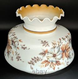 NOS! Vintage 12 Dia. White Milk Glass Hurricane Parlor Lamp Shade 9-3/4 Fitter