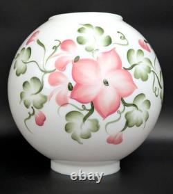 NOS! Vintage 9 Open Ball Glass Shade Hand Painted Floral GWTW 4 Fitter
