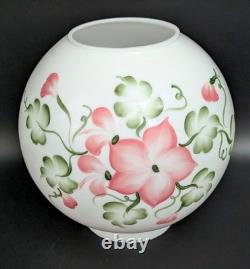 NOS! Vintage 9 Open Ball Glass Shade Hand Painted Floral GWTW 4 Fitter