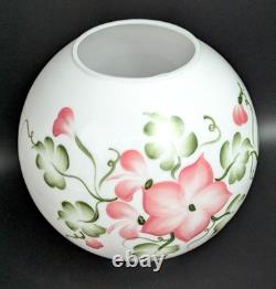 NOS! Vintage 9 Open Ball Glass Shade Hand Painted Floral GWTW 4 Fitter