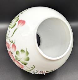 NOS! Vintage 9 Open Ball Glass Shade Hand Painted Floral GWTW 4 Fitter