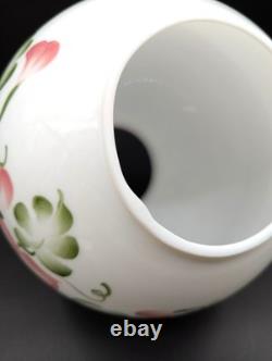 NOS! Vintage 9 Open Ball Glass Shade Hand Painted Floral GWTW 4 Fitter