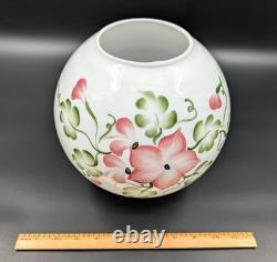NOS! Vintage 9 Open Ball Glass Shade Hand Painted Floral GWTW 4 Fitter