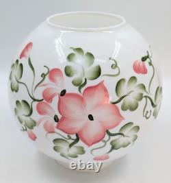 NOS! Vintage 9 Open Ball Glass Shade Hand Painted Floral GWTW 4 Fitter