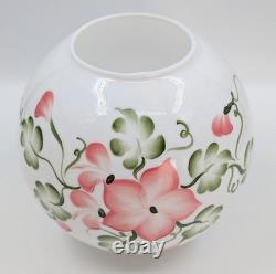NOS! Vintage 9 Open Ball Glass Shade Hand Painted Floral GWTW 4 Fitter
