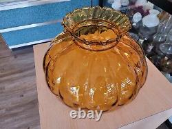 NOS Vintage Amber 14 Melon Glass Shade Old Formula Amber glass, not stained
