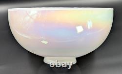 NOS! Vintage Large 14 Dia. Round White Iridescent Glass Dome Shade, 4 Fitter