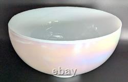 NOS! Vintage Large 14 Dia. Round White Iridescent Glass Dome Shade, 4 Fitter