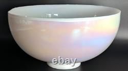 NOS! Vintage Large 14 Dia. Round White Iridescent Glass Dome Shade, 4 Fitter