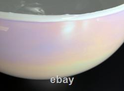 NOS! Vintage Large 14 Dia. Round White Iridescent Glass Dome Shade, 4 Fitter