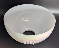 NOS! Vintage Large 14 Dia. Round White Iridescent Glass Dome Shade, 4 Fitter