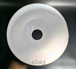 NOS! Vintage Large 14 Dia. Round White Iridescent Glass Dome Shade, 4 Fitter