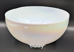 NOS! Vintage Large 14 Dia. Round White Iridescent Glass Dome Shade, 4 Fitter