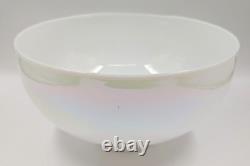 NOS! Vintage Large 14 Dia. Round White Iridescent Glass Dome Shade, 4 Fitter