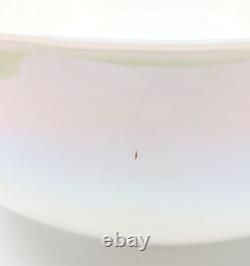 NOS! Vintage Large 14 Dia. Round White Iridescent Glass Dome Shade, 4 Fitter