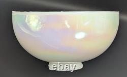 NOS! Vintage Round 14 Dia. White Iridescent Glass Dome Light Shade, 4 Fitter