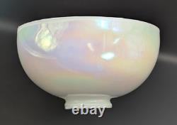 NOS! Vintage Round 14 Dia. White Iridescent Glass Dome Light Shade, 4 Fitter