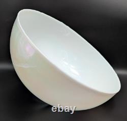 NOS! Vintage Round 14 Dia. White Iridescent Glass Dome Light Shade, 4 Fitter