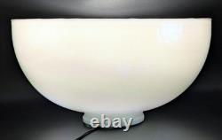 NOS! Vintage Round 14 Dia. White Iridescent Glass Dome Light Shade, 4 Fitter