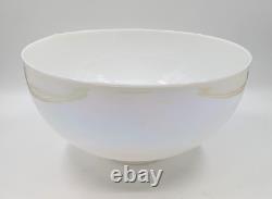 NOS! Vintage Round 14 Dia. White Iridescent Glass Dome Light Shade, 4 Fitter