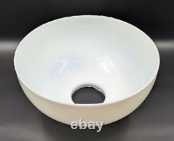 NOS! Vintage Round 14 Dia. White Iridescent Glass Dome Light Shade, 4 Fitter