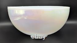 NOS! Vintage Round 14 Dia. White Iridescent Glass Dome Light Shade, 4 Fitter