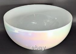 NOS! Vintage Round 14 Dia. White Iridescent Glass Dome Light Shade, 4 Fitter
